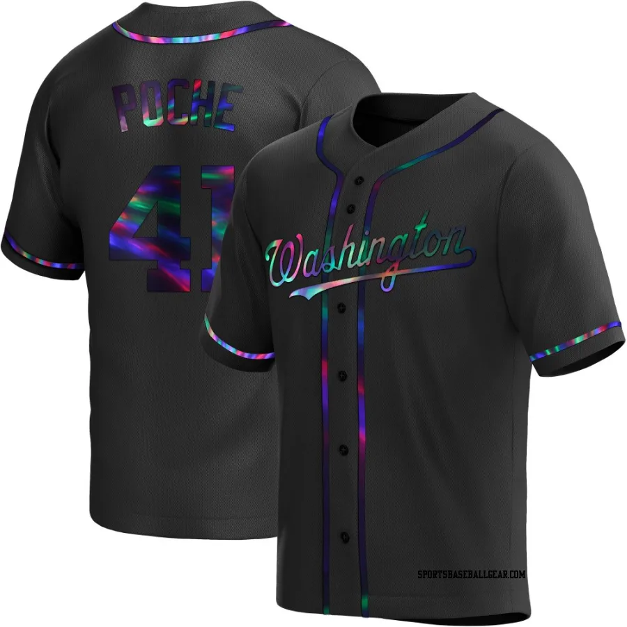 Colin Poche Men's Washington Nationals Black Holographic Replica Alternate Jersey