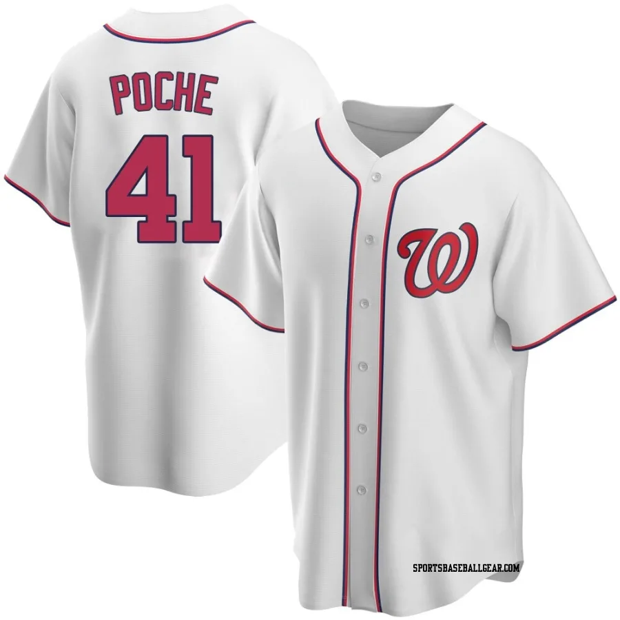 Colin Poche Men's Washington Nationals White Replica Home Jersey