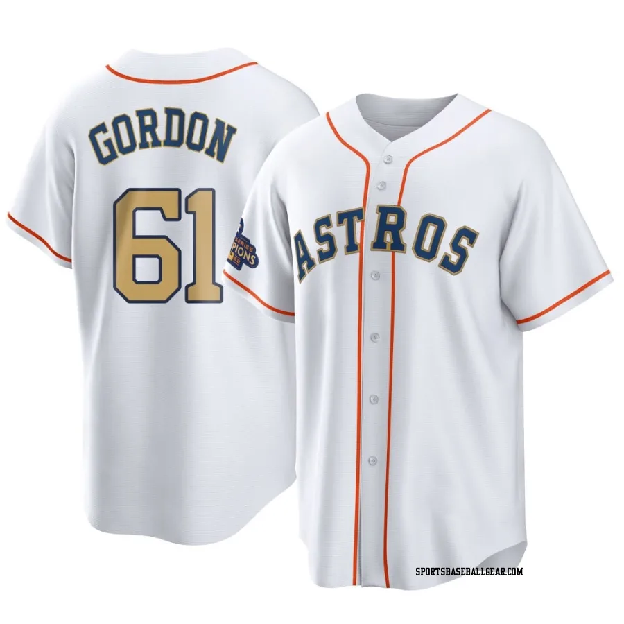 Colton Gordon Men's Houston Astros Gold Replica White 2023 Collection Jersey