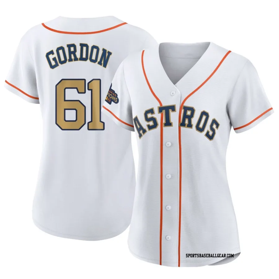 Colton Gordon Women's Houston Astros Gold Replica White 2023 Collection Jersey