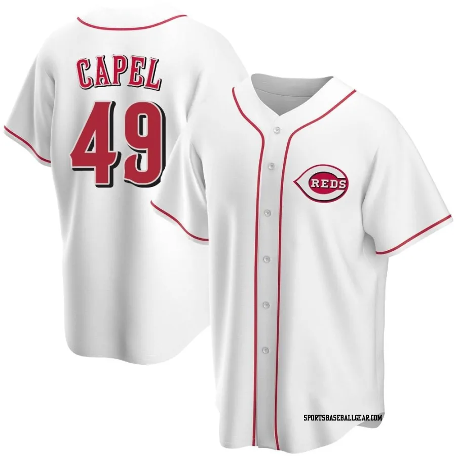 Conner Capel Men's Cincinnati Reds White Replica Home Jersey