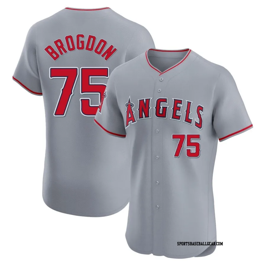 Connor Brogdon Men's Los Angeles Angels Gray Elite Road Jersey