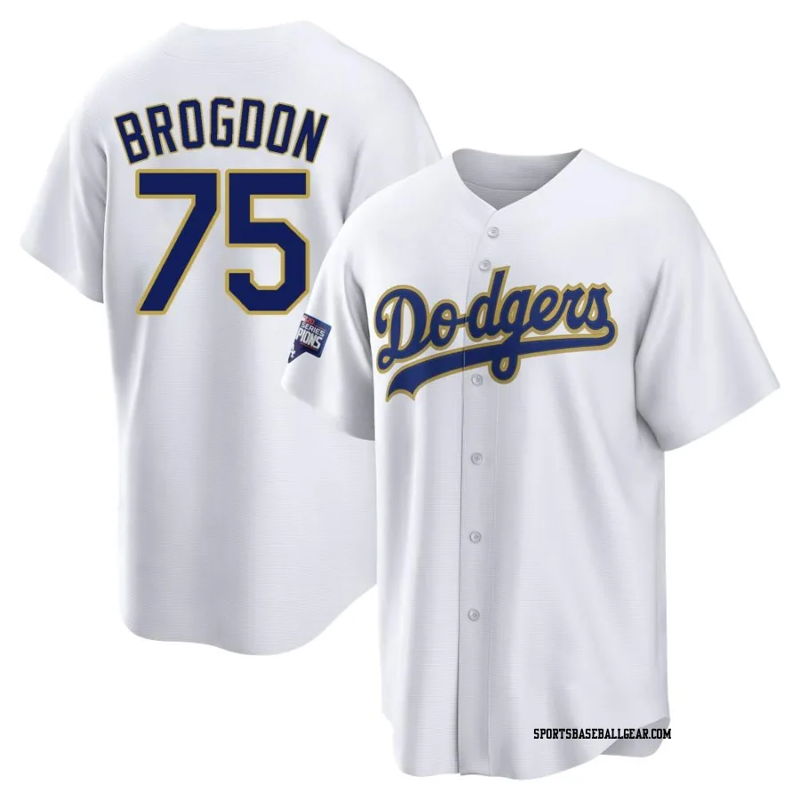 Connor Brogdon Men's Los Angeles Dodgers White/Gold Replica 2021 Gold Program Player Jersey