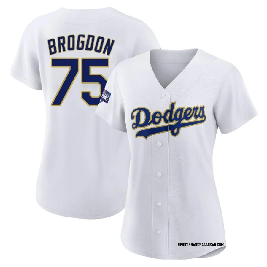 Connor Brogdon Women's Los Angeles Dodgers White/Gold Replica 2021 Gold Program Player Jersey