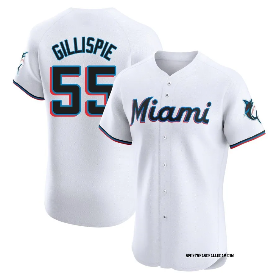 Connor Gillispie Men's Miami Marlins White Elite Home Jersey