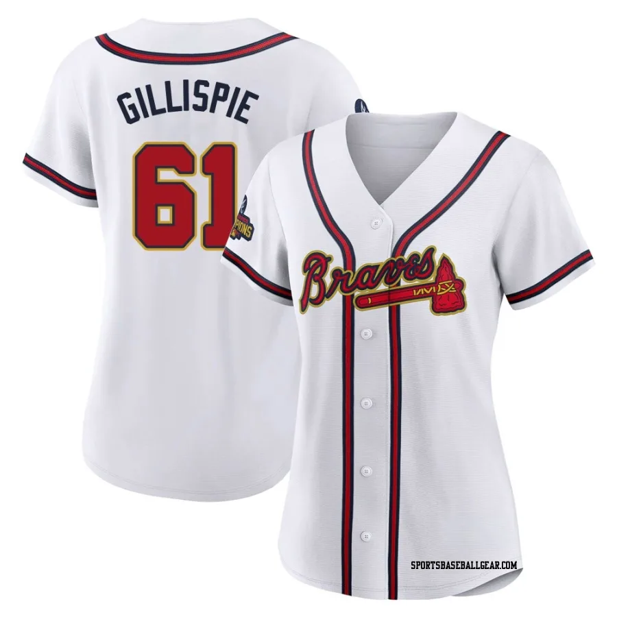 Connor Gillispie Women's Atlanta Braves Gold Replica White 2022 Program Jersey