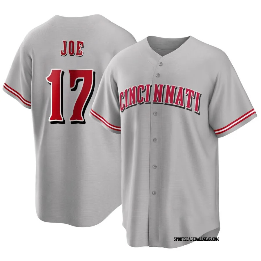 Connor Joe Men's Cincinnati Reds Gray Replica Road Jersey