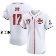 Connor Joe Men's Cincinnati Reds White Elite Home Patch Jersey