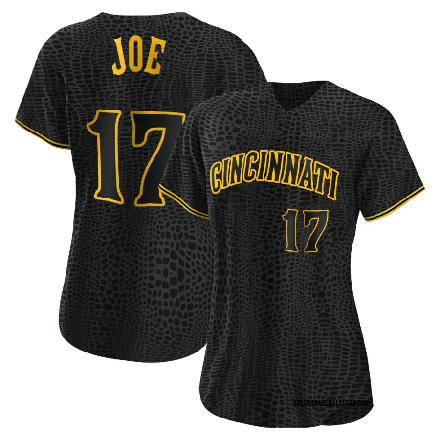 Connor Joe Women's Cincinnati Reds Black Replica Snake Skin City Jersey