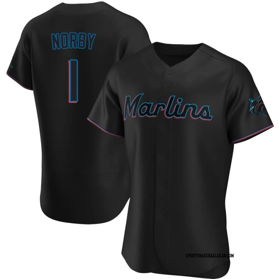 Connor Norby Men's Miami Marlins Black Authentic Alternate Jersey