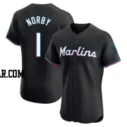 Connor Norby Men's Miami Marlins Black Elite Alternate Vapor Premier Jersey