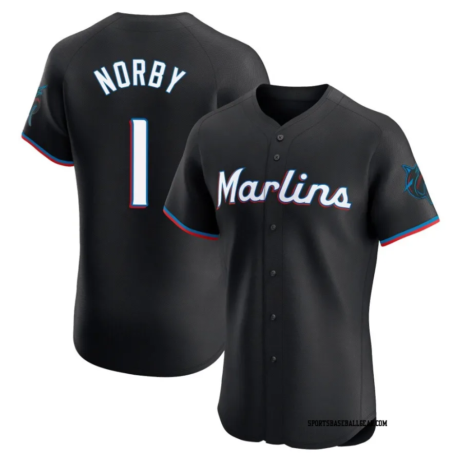 Connor Norby Men's Miami Marlins Black Elite Alternate Vapor Premier Jersey
