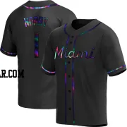Connor Norby Men's Miami Marlins Black Holographic Replica Alternate Jersey