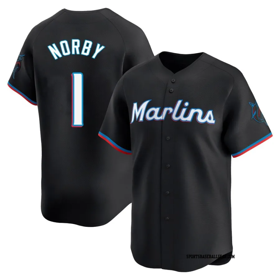 Connor Norby Men's Miami Marlins Black Limited Alternate Jersey