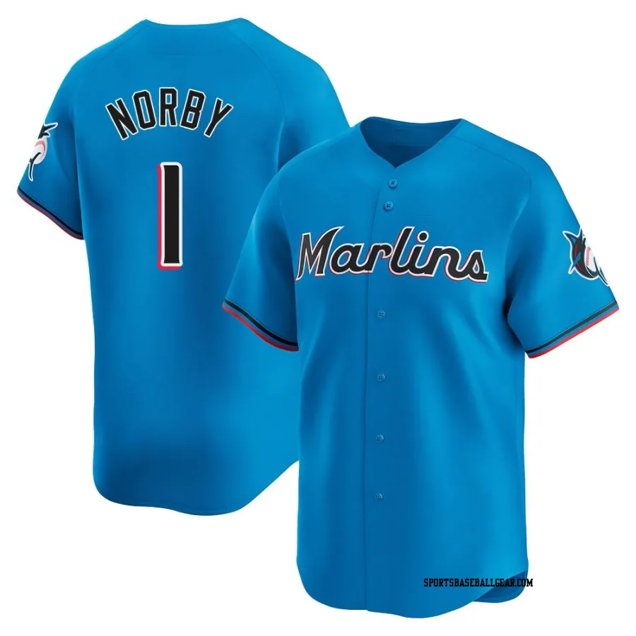 Connor Norby Men's Miami Marlins Blue Limited Alternate Jersey