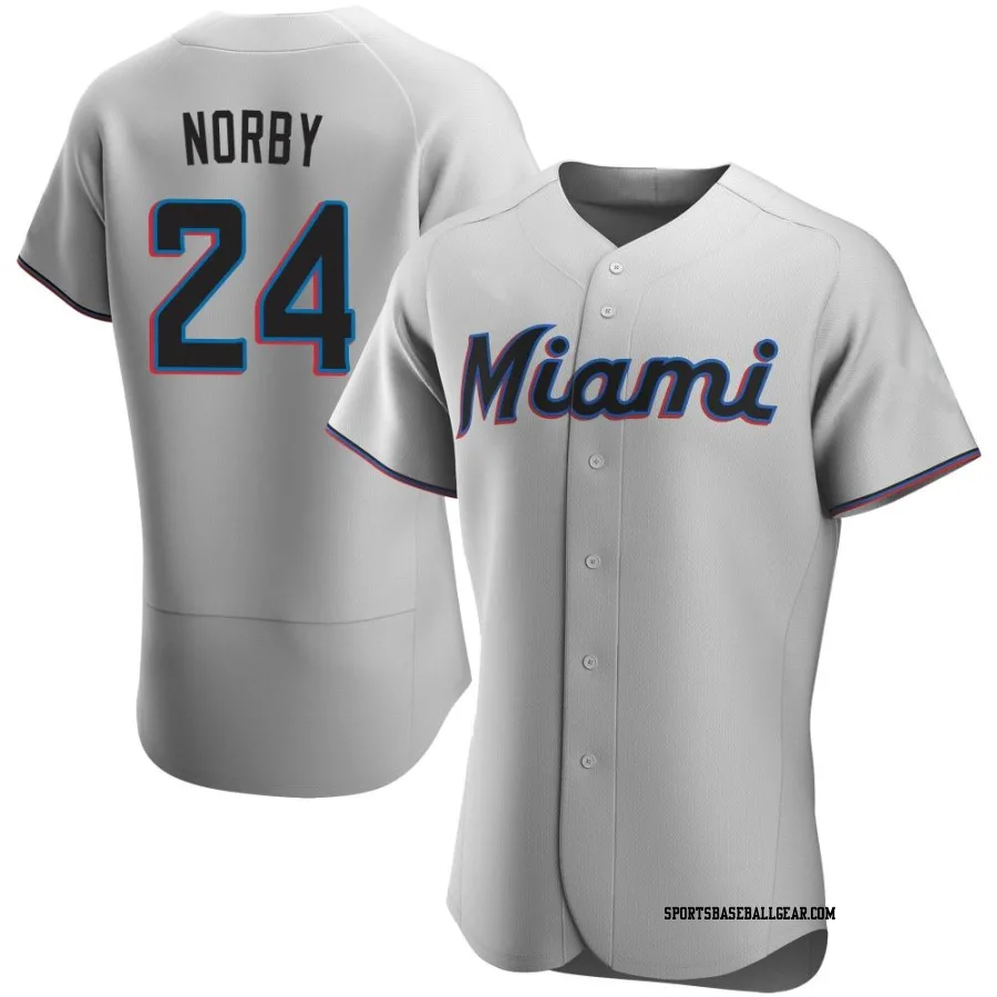 Connor Norby Men's Miami Marlins Gray Authentic Road Jersey