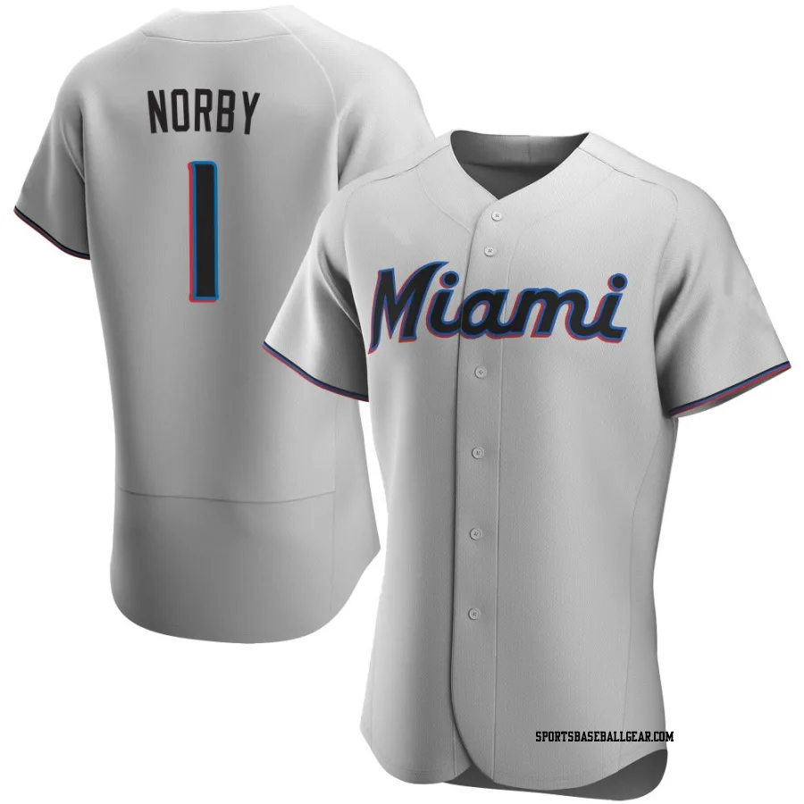 Connor Norby Men's Miami Marlins Gray Authentic Road Jersey