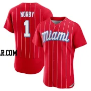 Connor Norby Men's Miami Marlins Red Authentic 2021 City Connect Jersey