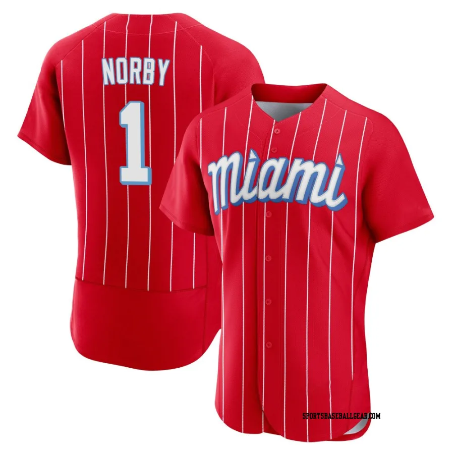 Connor Norby Men's Miami Marlins Red Authentic 2021 City Connect Jersey