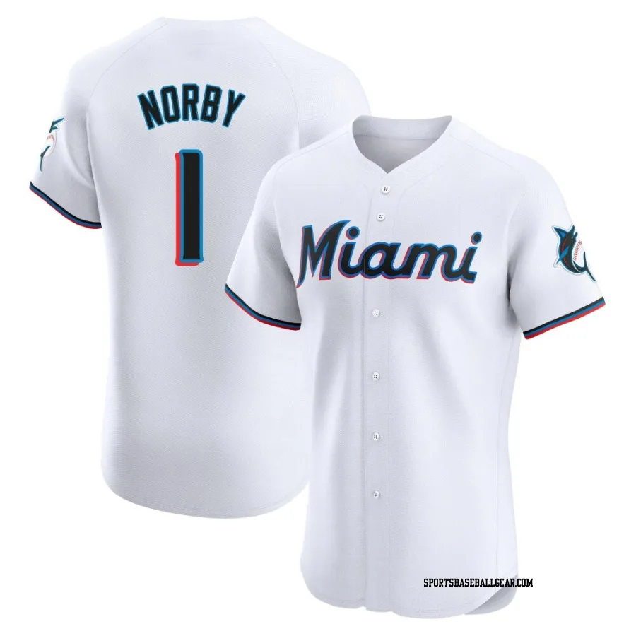 Connor Norby Men's Miami Marlins White Elite Home Jersey