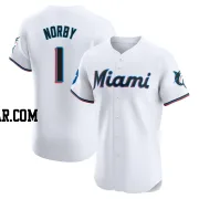 Connor Norby Men's Miami Marlins White Elite Home Patch Jersey