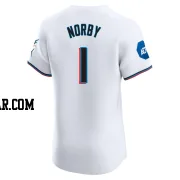 Connor Norby Men's Miami Marlins White Elite Home Patch Jersey
