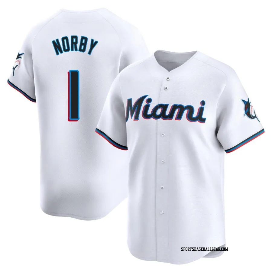 Connor Norby Men's Miami Marlins White Limited Home Jersey