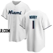 Connor Norby Men's Miami Marlins White Replica Home Jersey