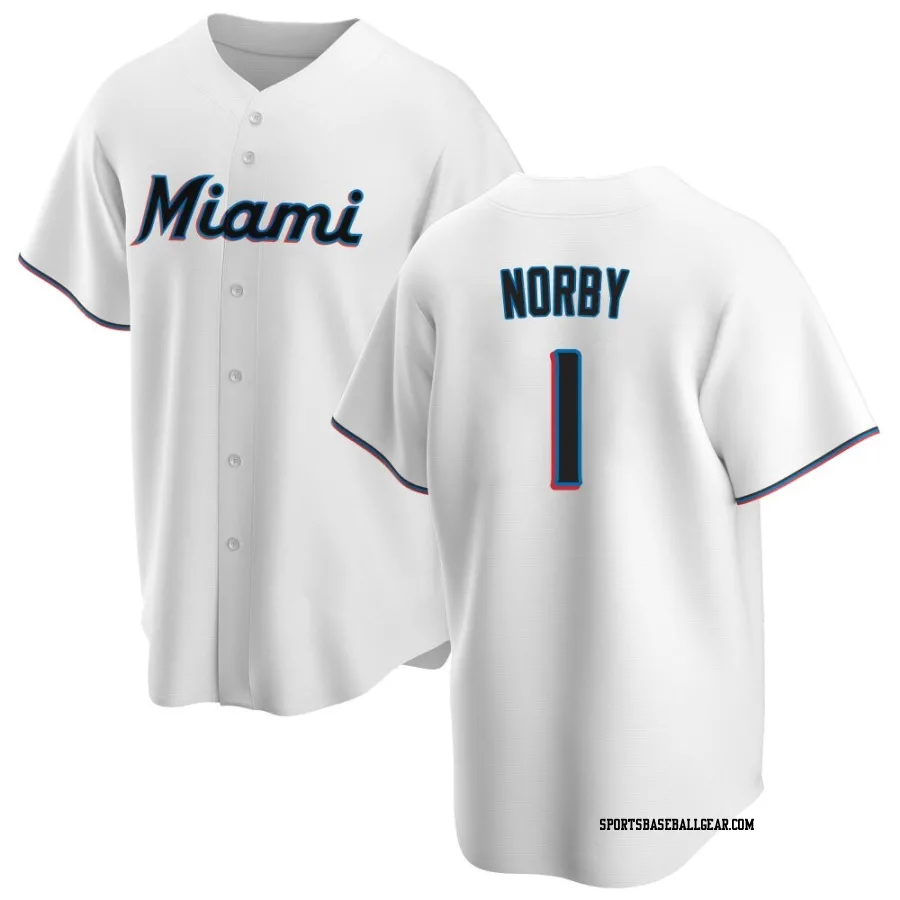 Connor Norby Men's Miami Marlins White Replica Home Jersey