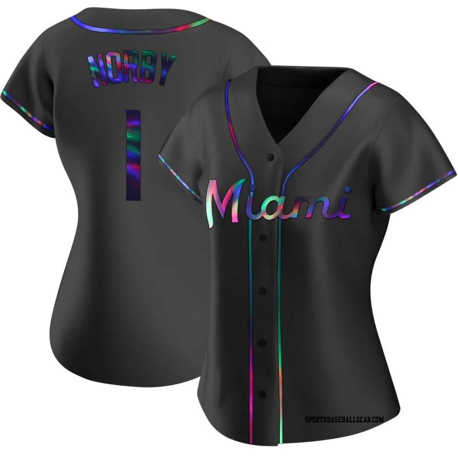 Connor Norby Women's Miami Marlins Black Holographic Replica Alternate Jersey