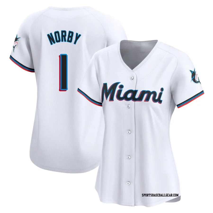 Connor Norby Women's Miami Marlins White Limited Home Jersey