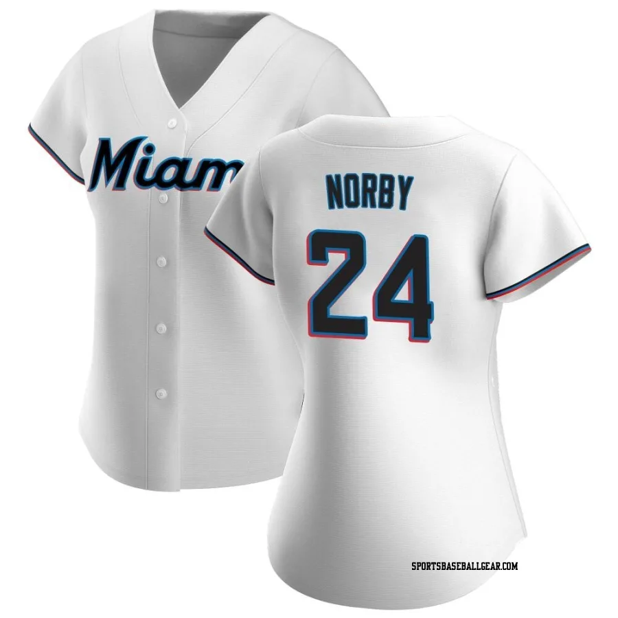 Connor Norby Women's Miami Marlins White Replica Home Jersey