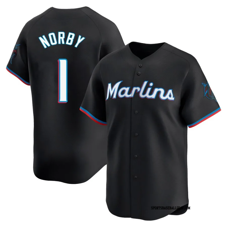 Connor Norby Youth Miami Marlins Black Limited Alternate Jersey
