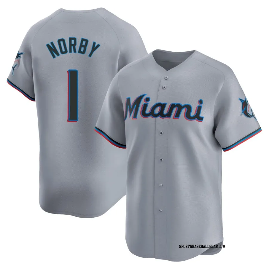 Connor Norby Youth Miami Marlins Gray Limited Road Jersey