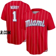 Connor Norby Youth Miami Marlins Red Replica 2021 City Connect Jersey