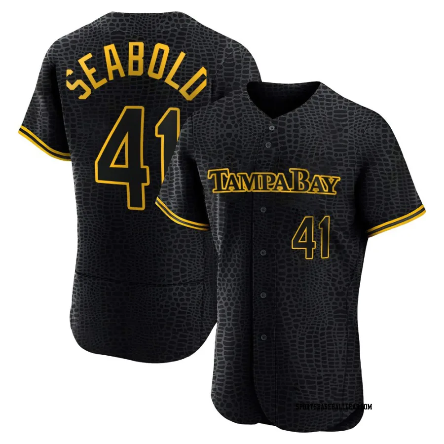 Connor Seabold Men's Tampa Bay Rays Black Authentic Snake Skin City Jersey