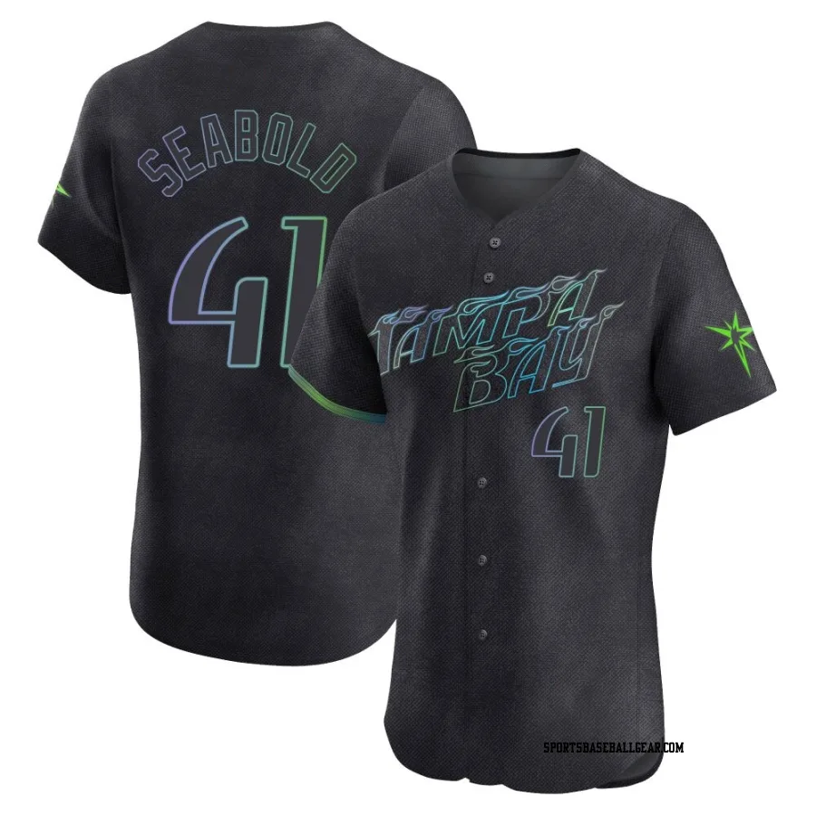Connor Seabold Men's Tampa Bay Rays Charcoal Elite 2024 City Connect Jersey