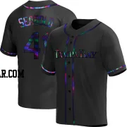 Connor Seabold Youth Tampa Bay Rays Black Holographic Replica Alternate Jersey