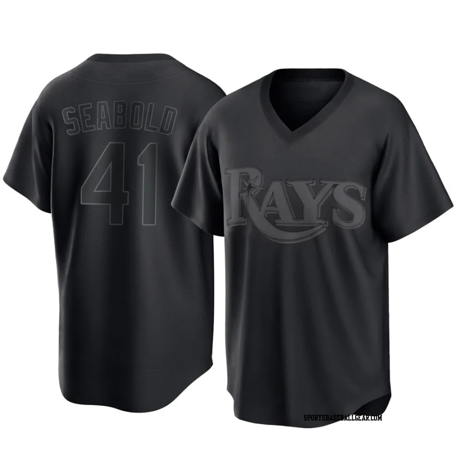 Connor Seabold Youth Tampa Bay Rays Black Replica Pitch Fashion Jersey