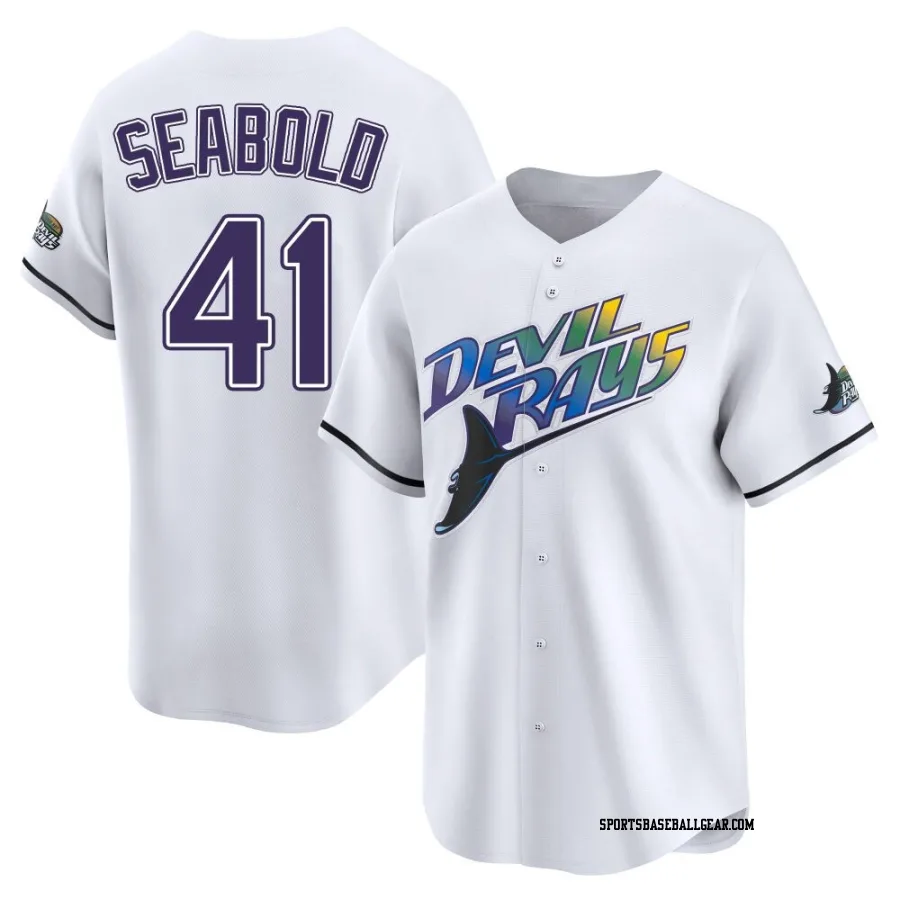 Connor Seabold Youth Tampa Bay Rays White Limited Throwback Cooperstown Jersey