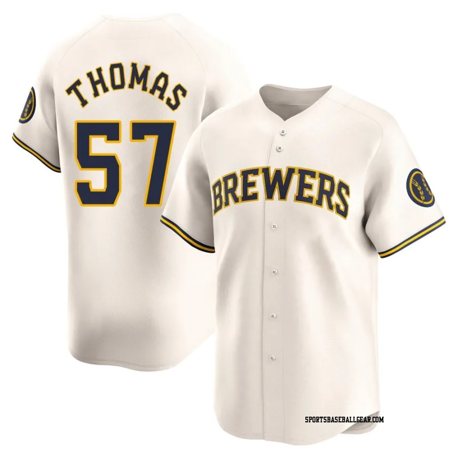 Connor Thomas Men's Milwaukee Brewers Cream Limited Home Jersey