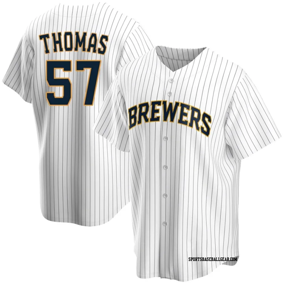 Connor Thomas Men's Milwaukee Brewers White Replica Home Jersey
