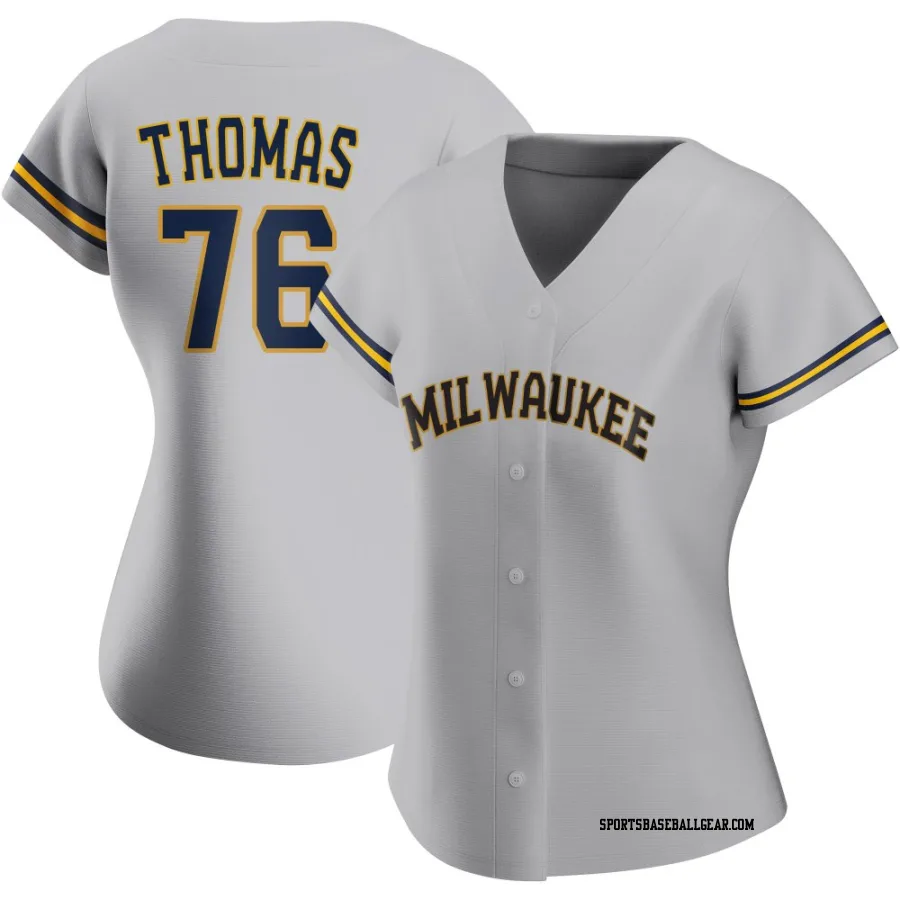 Connor Thomas Women's Milwaukee Brewers Gray Authentic Road Jersey