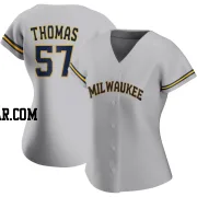 Connor Thomas Women's Milwaukee Brewers Gray Replica Road Jersey