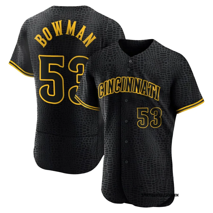 Cooper Bowman Men's Cincinnati Reds Black Authentic Snake Skin City Jersey