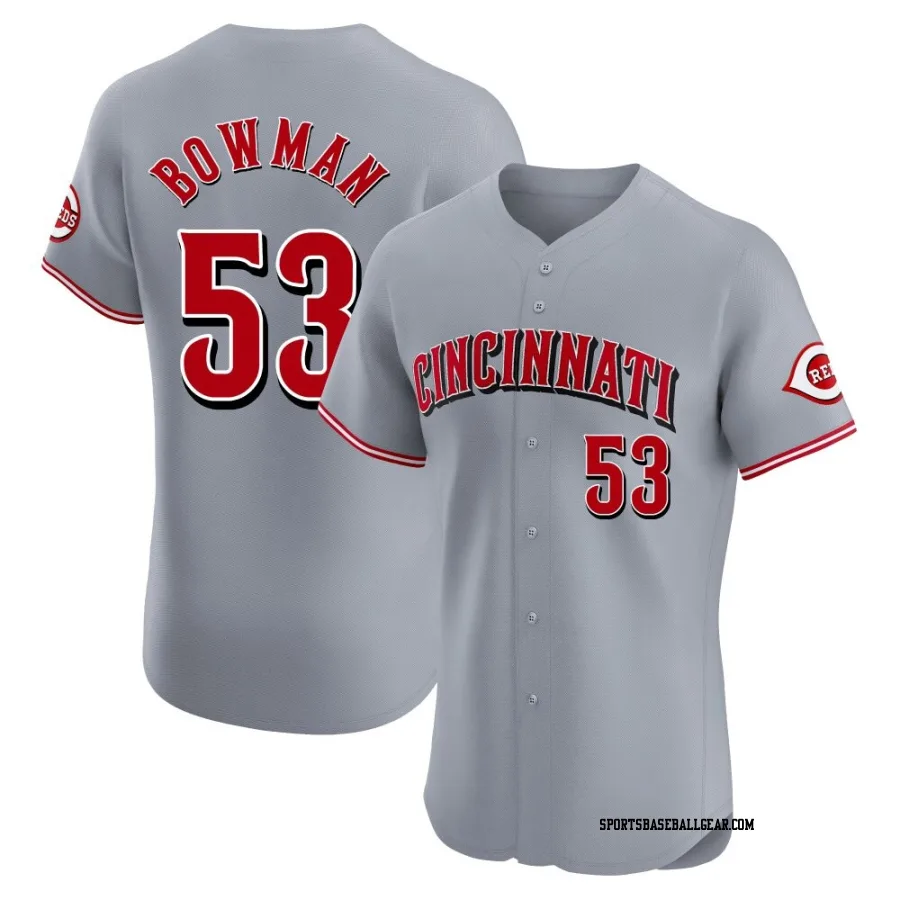 Cooper Bowman Men's Cincinnati Reds Gray Elite Road Jersey