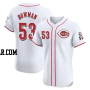 Cooper Bowman Men's Cincinnati Reds White Elite Home Patch Jersey