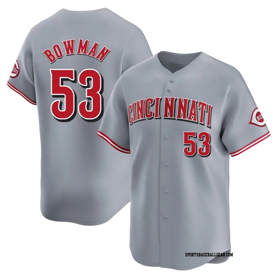 Cooper Bowman Youth Cincinnati Reds Gray Limited Away Jersey