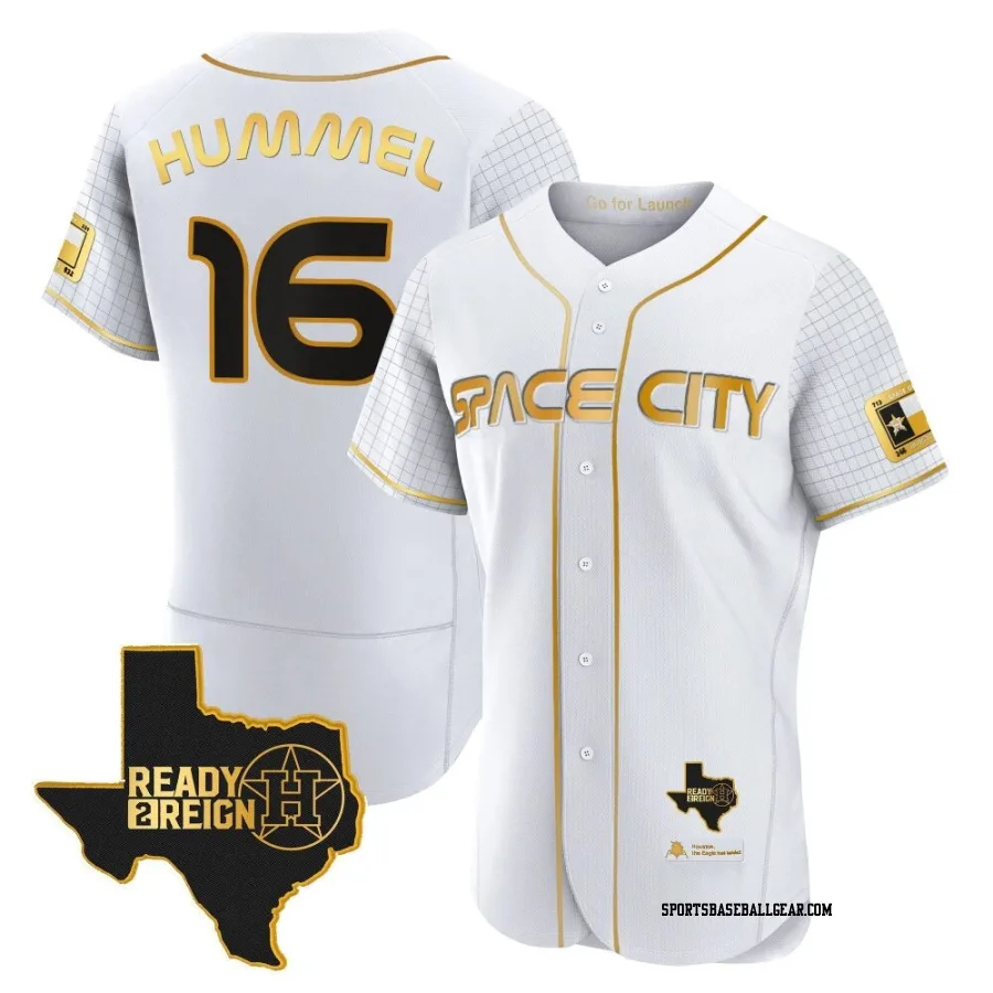 Cooper Hummel Men's Houston Astros White/Gold Authentic 2023 Space City Ready 2 Reign Flex Base Jersey
