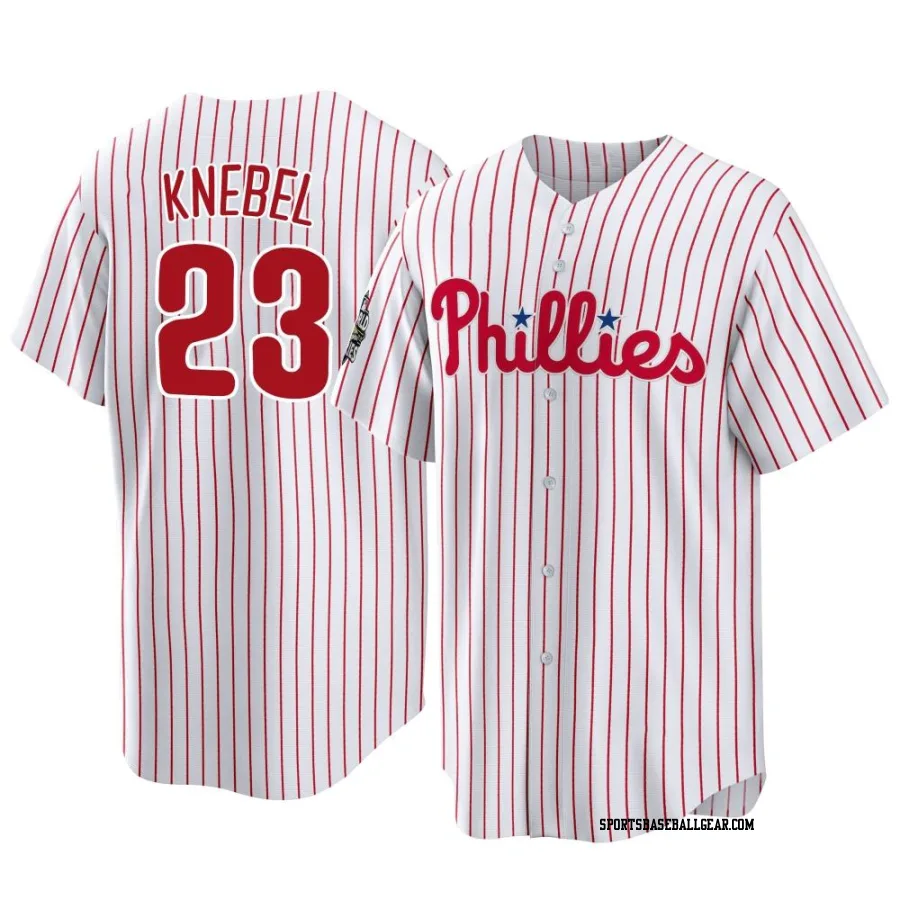 Corey Knebel Men's Philadelphia Phillies White Replica 2022 World Series Home Jersey